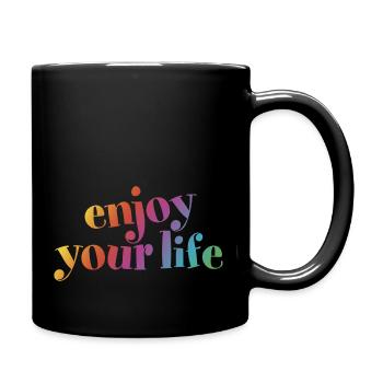 enjoy your life enjoy your life rainbow hygge - Full Colour Mug - black - Right