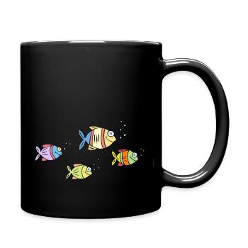colorful fish water sea graffiti children's drawing - Full Colour Mug - black - Right