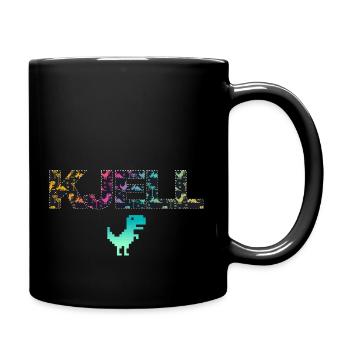 KJELL - Beautiful boy name with cute dinosaurs - Full Colour Mug - black - Right