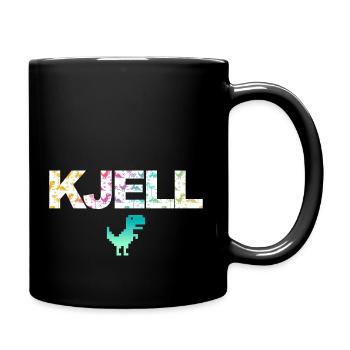 KJELL - Beautiful boy name with cute dinosaurs - Full Colour Mug - black - Right