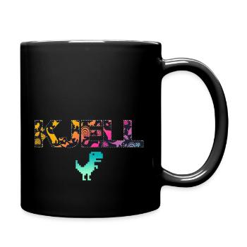 KJELL - Beautiful boy name with cute dinosaurs - Full Colour Mug - black - Right
