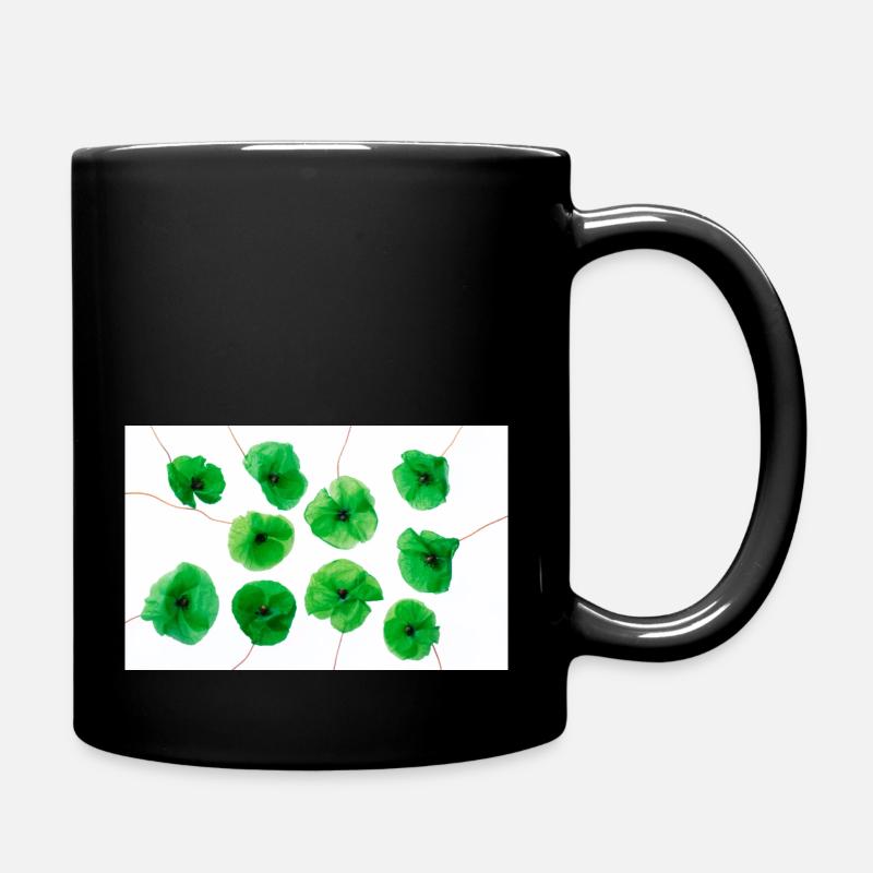 Fleur de pavot Vert Blanc - Mug uni - noir
