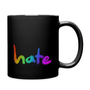 Hate Text Rainbow - Tasse einfarbig - Schwarz - Rechts
