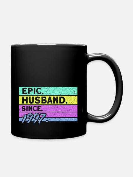 25th Wedding Anniversary Couple Design 25 Years of Marriage - Full Colour Mug - black