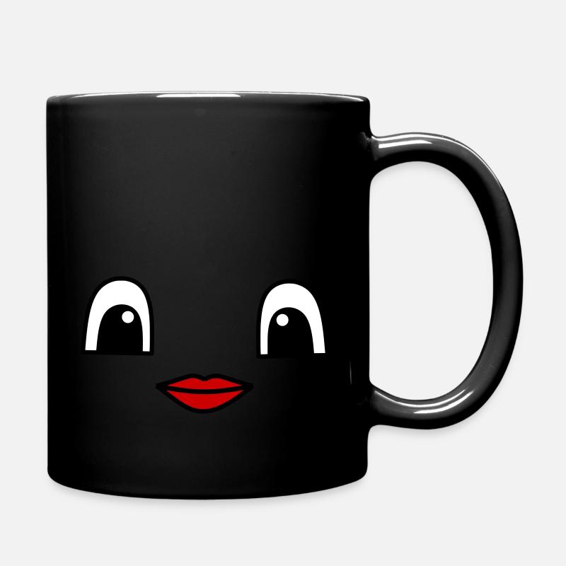 Cute face with red lips - Tasse einfarbig - Schwarz