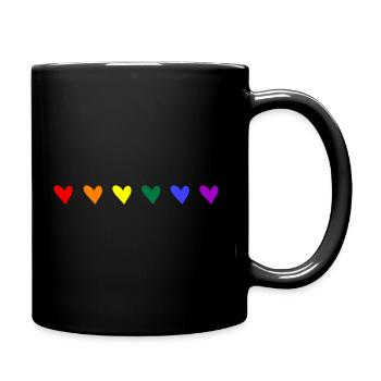 LGBTQ Rainbow Hearts CSD Gay Pride - Full Colour Mug - black - Right