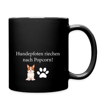 Hundepfoten riechen nach Popcorn Spruch T-Shirt - Tasse einfarbig - Schwarz - Rechts