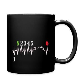 Motorcycle Gear Shift Heartbeat Biker - Full Colour Mug - black - Right