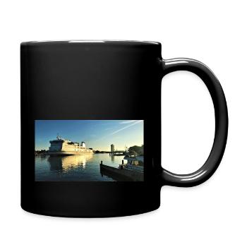 Schweden-Fähre in Travemünde - Tasse einfarbig - Schwarz - Rechts