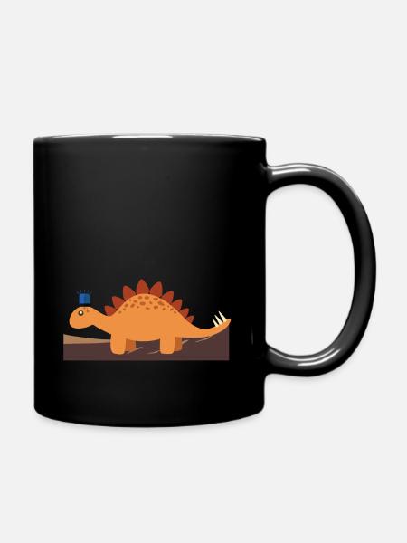 Blaulicht-Dino | Stegosaurus, Geschenk, Baby - Tasse einfarbig - Schwarz