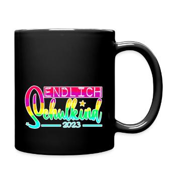 endlich schulkind rainbow Einschulung Grundschule - Tasse einfarbig - Schwarz - Rechts