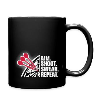 Aim Shoot Swear Repeat Dart Dart Dartboard - Full Colour Mug - black - Right