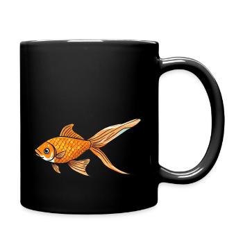 Schwimmender Goldfisch - Tasse einfarbig - Schwarz - Rechts