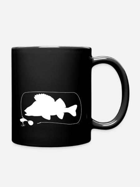Perch with jig spinner - Full Colour Mug - black