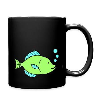 fisch comic - Tasse einfarbig - Schwarz - Rechts