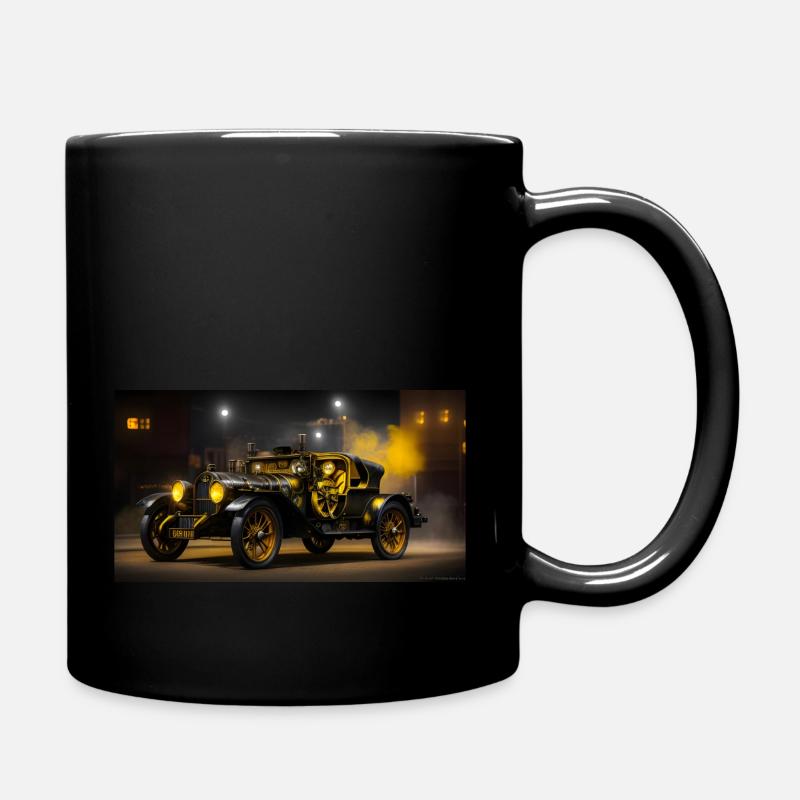 Old steampunk car - Full Colour Mug - black
