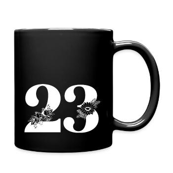 Nummer 23 Schwarze Blumen - 23. Blumenjubiläum - Tasse einfarbig - Schwarz - Rechts