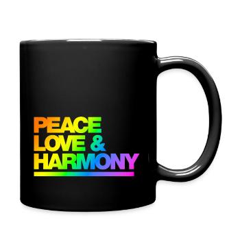 Typo Peace Love Harmony Rainbow - Tasse einfarbig - Schwarz - Rechts