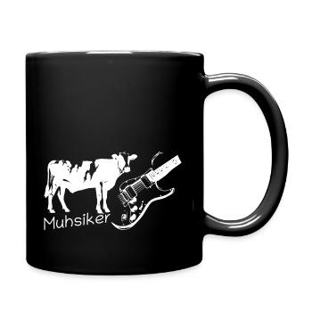 Muhsiker - Kug mit Gitarre - hell - Tasse einfarbig - Schwarz - Rechts