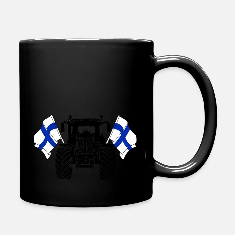Traktor zwei Flaggen Finnland - Tasse einfarbig - Schwarz
