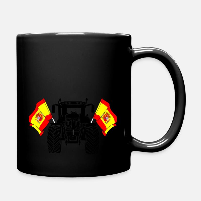 Tracteur deux drapeaux Espagne - Mug uni - noir