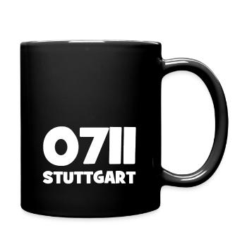 0711 Vorwahl Stuttgart Neckar Schwaben - Tasse einfarbig - Schwarz - Rechts