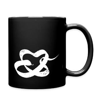 Weisse herzförmige Schlange - Tasse einfarbig - Schwarz - Rechts