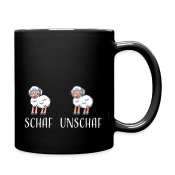 Schaf Unschaf lustiges cooles Geschenk - Tasse einfarbig - Schwarz - Rechts