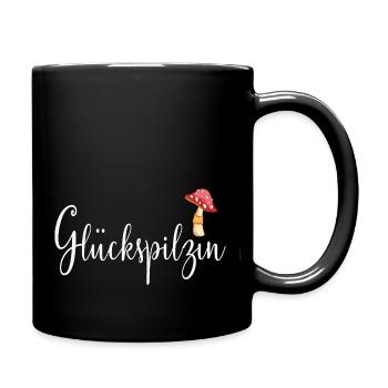 Glückspilzin Glückspilz - Tasse einfarbig - Schwarz - Rechts