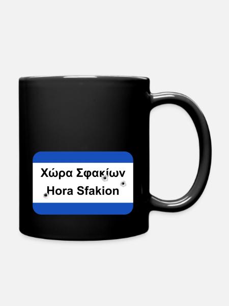 Zerschossenes Ortsschild Chora Sfakion Geschenk - Tasse einfarbig - Schwarz