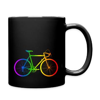 Rennrad Regenbogen-Farben Rennrad Motiv - Tasse einfarbig - Schwarz - Rechts