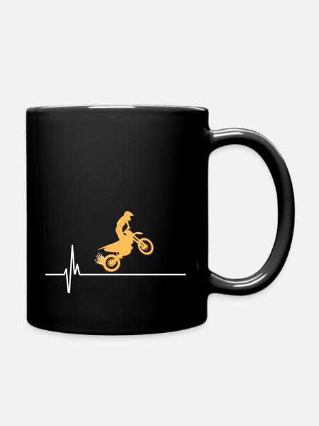 Motocross Herzlinie Motocross Heartbeat MX - Tasse einfarbig - Schwarz
