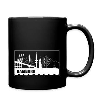 Hamburg Skyline - Tasse einfarbig - Schwarz - Rechts