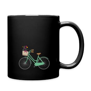 Bicycle with flowers - Full Colour Mug - black - Right