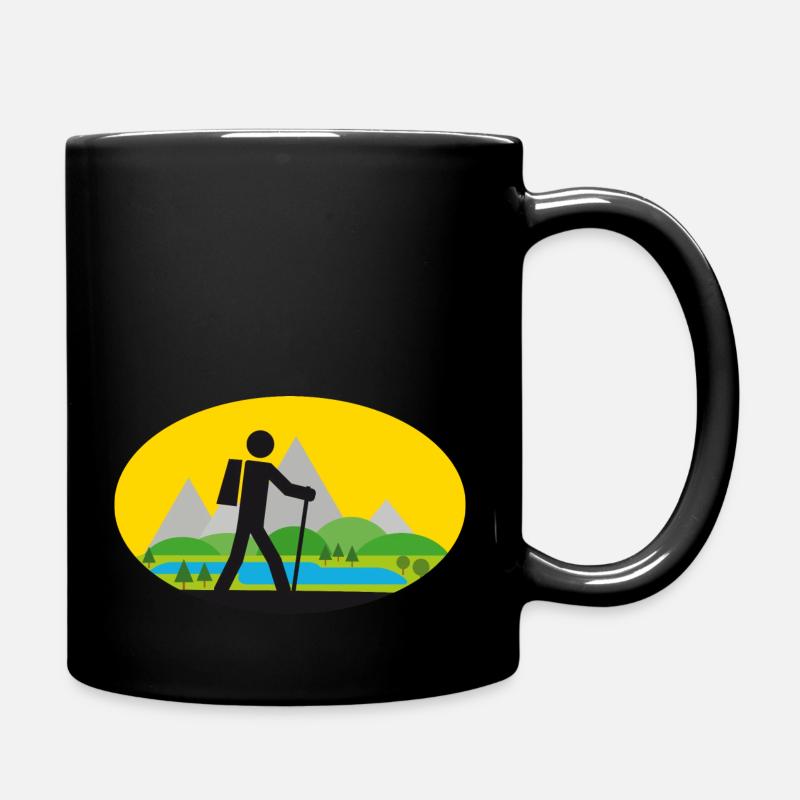Wanderer mit Landschaft - Tasse einfarbig - Schwarz