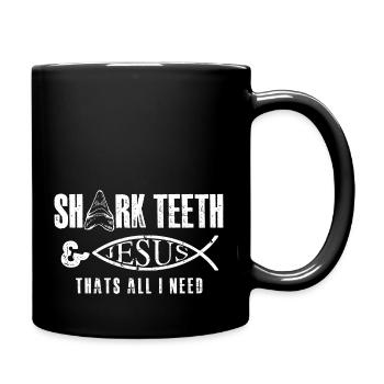 shark Motiveth and jesus thats all I need Design - Tasse einfarbig - Schwarz - Rechts