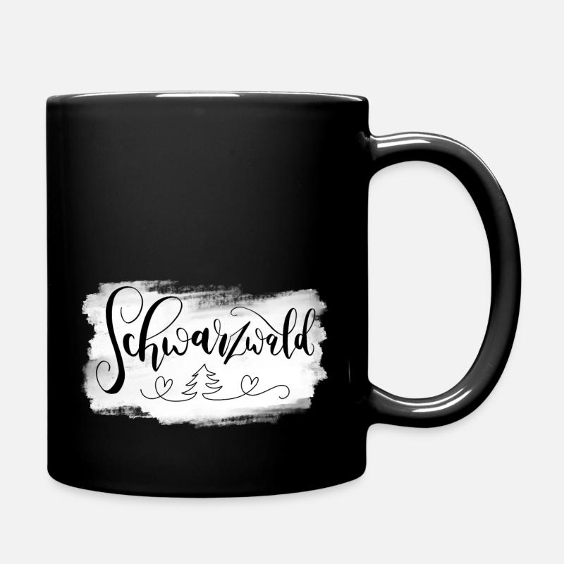 Schwarzwald mit Herzen und Tannenbaum - Tasse einfarbig - Schwarz
