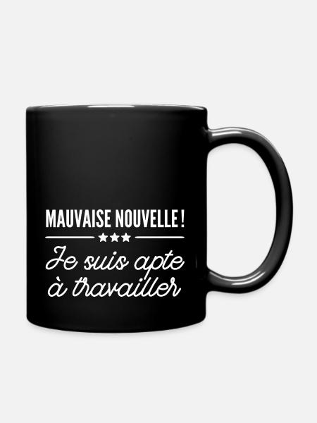 je suis apte à travailler / humour travaille - Mug uni - noir