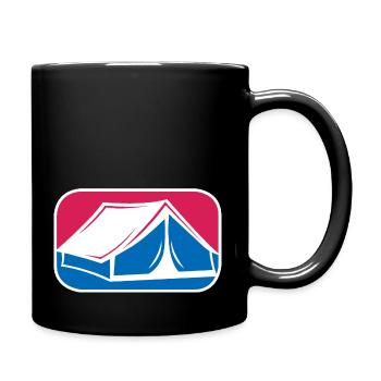 Zelt Outdoor Camping Berge Logo lustiges Geschenk - Tasse einfarbig - Schwarz - Rechts