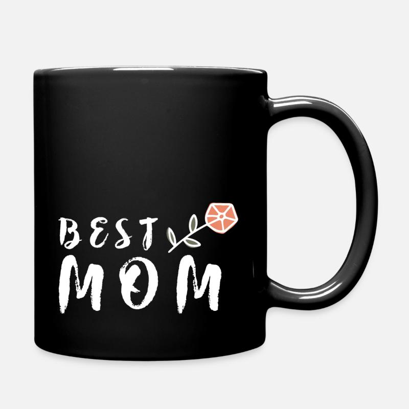 Best Mom Muttertag Beste Mama Geschenk Blume - Tasse einfarbig - Schwarz