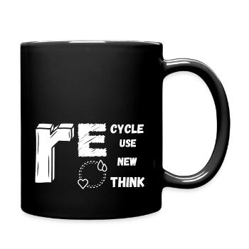 Recycle Reuse Renew Graphic Rethink - Full Colour Mug - black - Right