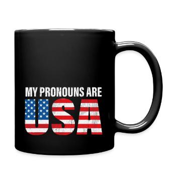 Herren Juli 4th Lustig Meine Pronomen sind USA - Tasse einfarbig - Schwarz - Rechts