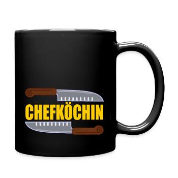 Chefköchin - Tasse einfarbig - Schwarz - Rechts