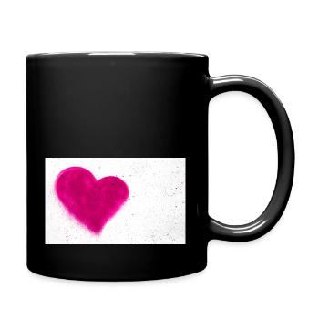 Pink heart on concrete wall - Full Colour Mug - black - Right