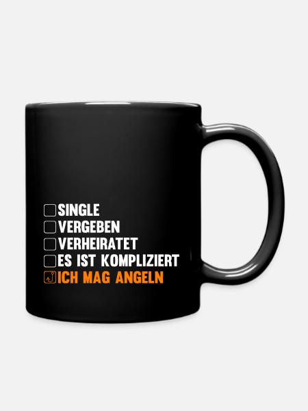 Beziehungsstatus Angel Fischen Angeln Angler - Tasse einfarbig - Schwarz