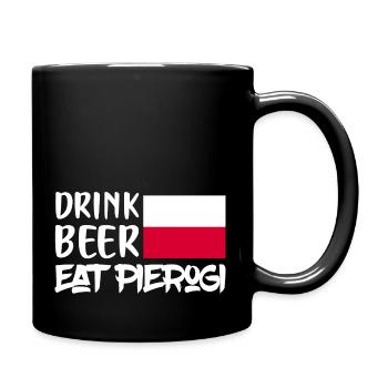 Boire de la bière manger Pierogi cuisine polonaise Polska nourriture - Mug uni - noir - Droite