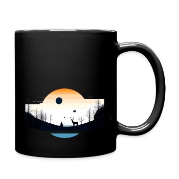 Mystic winter landscape with sun, moon and planets - Full Colour Mug - black - Right