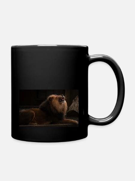 Löwenkopf - Tasse einfarbig - Schwarz
