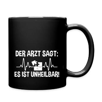 Puzzlefan Puzzler Puzzleteile Puzzle - Tasse einfarbig - Schwarz - Rechts