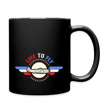 Live To Fly Stars & Stripes Aviator Flag Style - Full Colour Mug - black - Right